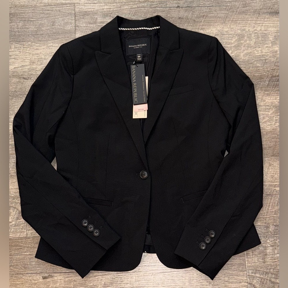 Banana Republic Classic Black Italian Wool Blazer